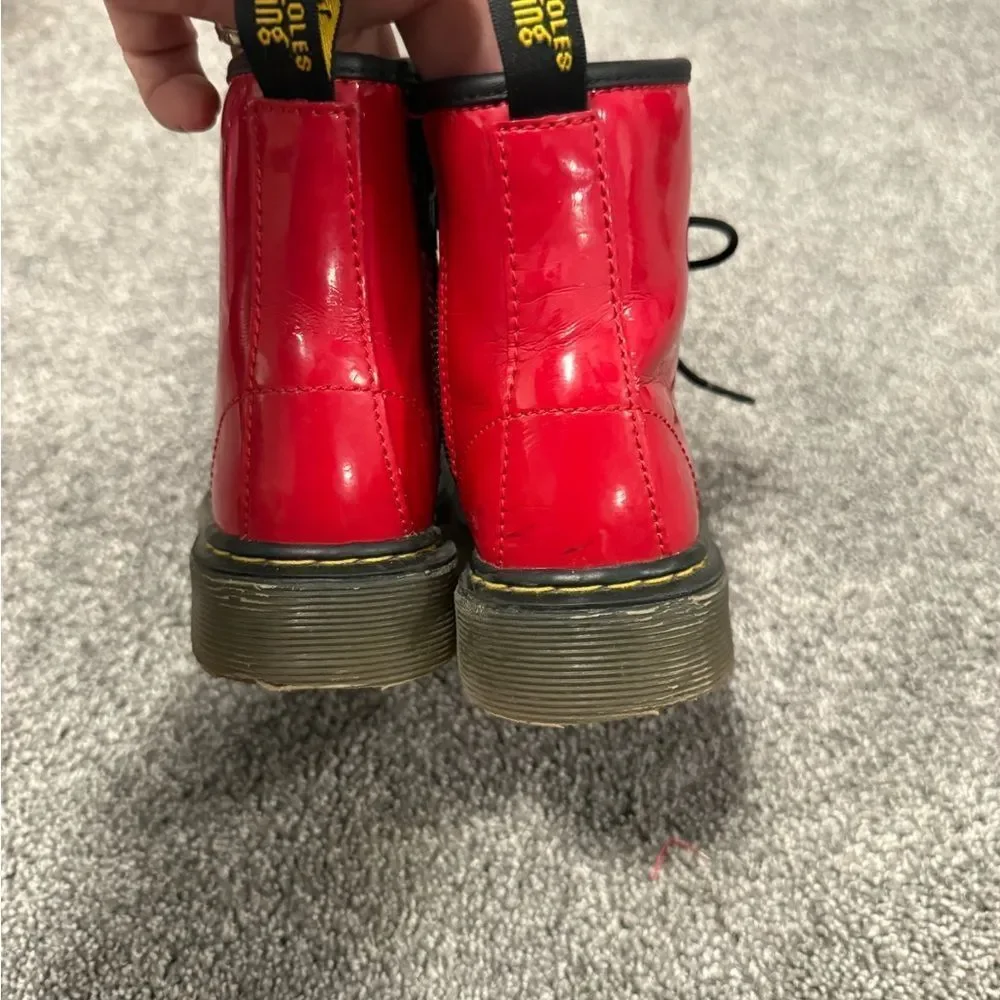 Dr. Martens Patent Leather Red Lace-Up Boots Sz 12